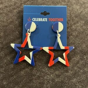 Celebrate Together Patriotic pierced post back star dangly earrings